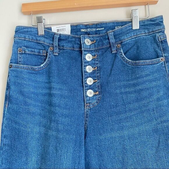 INC Women 6 / 28 High Rise Straight Leg Jeans Medium Wash Button Fly Ankle - Picture 6 of 8
